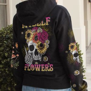  I CAN BUY MYSELF FLOWER SKULL ALL OVER PRINT HOODIE