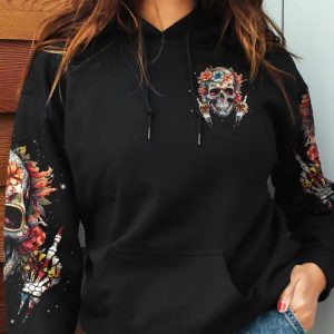  I CAN GO FROM REGULAR B SKULL FLOWER ALL OVER PRINT T SHIRT (3)