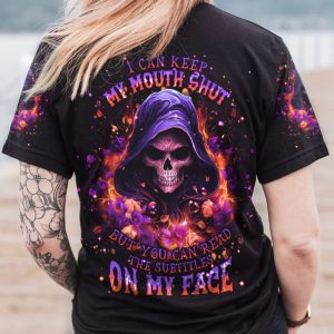 I CAN KEEP MY MOUTH SHUT SKULL ALL OVER PRINT T SHIRT