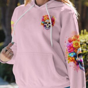  I DIDN'T BECOME A B SUGAR SKULL FLOWER ALL OVER PRINT HOODIE (1)