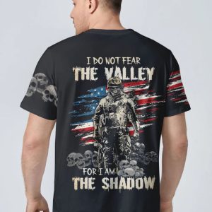 I DO NOT FEAR THE VALLEY SKULL VETERAN ALL OVER PRINT T SHIRT