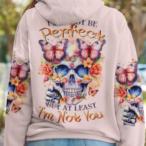 I MAY NOT BE PERFECT SKULL ALL OVER PRINT HOODIE