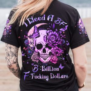I NEED A BF A SKULL BUTTERFLY ALL OVER PRINT T SHIRT