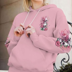  I TRY TO AVOID DRAMA FLOWERS SKULL ALL OVER PRINT HOODIE (1)
