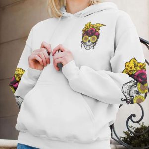  I'M A HAPPY GO LUCKY SUNFLOWER SKULL ALL OVER PRINT HOODIE (1)
