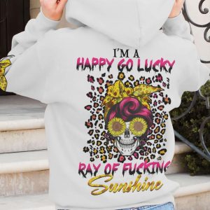  I'M A HAPPY GO LUCKY SUNFLOWER SKULL ALL OVER PRINT HOODIE