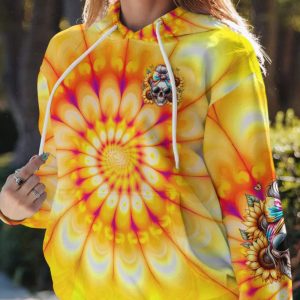 I'M BLUNT BECAUSE GOD ROLLED ME MESSY BUN SUNFLOWER TIE DYE ALL OVER PRINT HOODIE (1)
