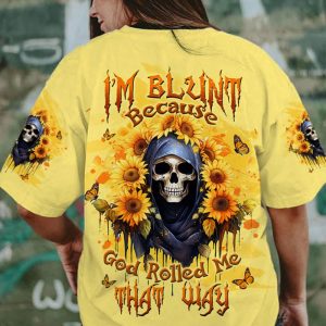 I'M BLUNT BECAUSE GOD ROLLED ME REAPER SUNFLOWER ALL OVER PRINT T SHIRT