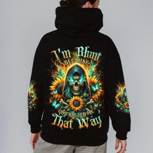 I'M BLUNT BECAUSE GOD ROLLED ME SKULL SUNFLOWER ALL OVER PRINT HOODIE