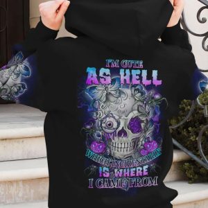 I'M CUTE AS HELL SKULL ROSE ALL OVER PRINT HOODIE