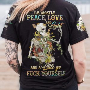 I'M MOSTLY PEACE LOVE AND LIGHT ALL OVER PRINT T SHIRT