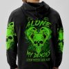 I'M NEVER ALONE SKULL DEMON ALL OVER PRINT HOODIE