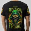 I'M NOT ANTI SOCIAL ANGRY REAPER GREEN ALL OVER PRINT T SHIRT