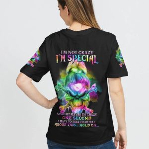  I'M NOT CRAZY I'M SPECIAL SKULL ALL OVER PRINT T SHIRT