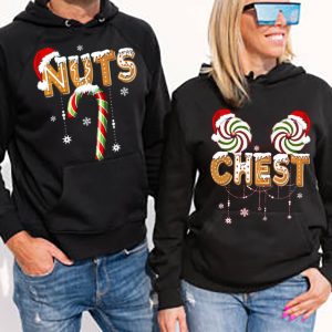 Woman and man wearing black hoodies, mockup for hoody sweatshirt design