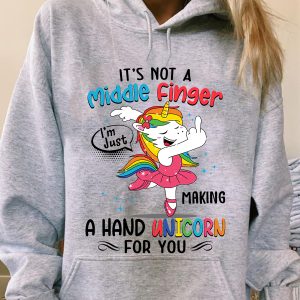 Funny Hoodie It's Not A Middle Finger Unicorn Design Funny Gift