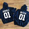 Funny Matching Couple Hoodie Asshole 01 Bitch 01   Funny Gift For Couple