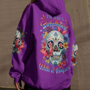I'M JUST A SWEETHEART WITH A TEMPER ALL OVER PRINT HOODIE