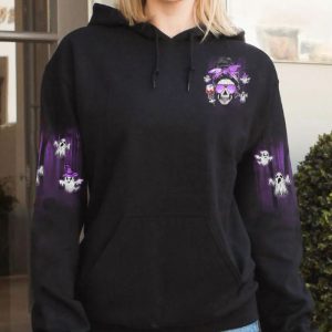 I'M JUST HERE FOR THE BOOS SKULL ALL OVER PRINT HOODIE (1)