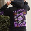 I'M JUST HERE FOR THE BOOS SKULL ALL OVER PRINT HOODIE