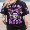I'M JUST HERE FOR THE BOOS SKULL ALL OVER PRINT T SHIRT