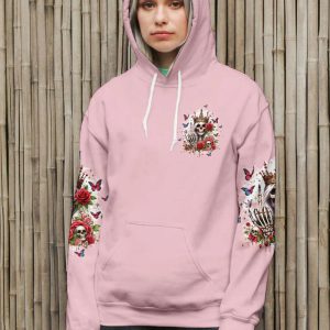 I'M THE F QUEEN SKULL LADY ROSE ALL OVER PRINT HOODIE (1)