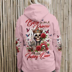 I'M THE F QUEEN SKULL LADY ROSE ALL OVER PRINT HOODIE