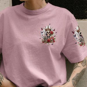 I'M THE F QUEEN SKULL LADY ROSE ALL OVER PRINT T SHIRT (1)