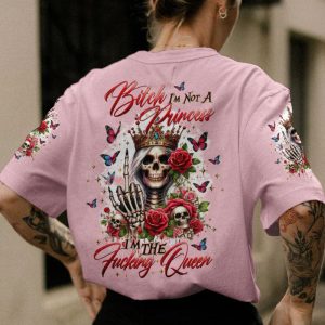 I'M THE F QUEEN SKULL LADY ROSE ALL OVER PRINT T SHIRT
