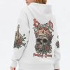 I'M THE FKING QUEEN SKULL ROSE WHITE ALL OVER PRINT HOODIE