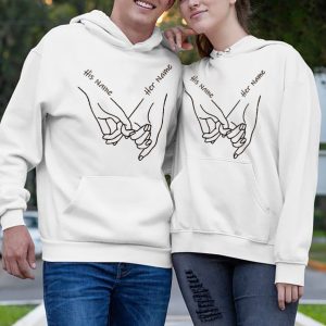 Couple Hoodie Hand In Hand Custom His And Her Name Gift For Couple