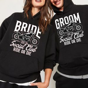 Funny Couple Hoodie Bride And Groom Est. Social Club Ride Or D*e Funny Gift For Couple 1