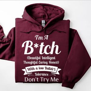 Funny Hoodie I'm A B*tch Beautiful Intelligent Thoughtful Caring Honest Funny Gift 1